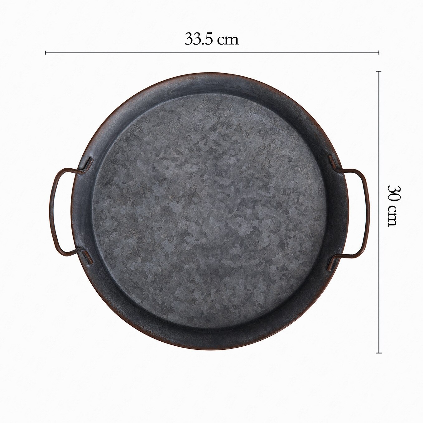 Home Decoration Plate Binaural Bread Plate Retro Metal Plate with Handle Handmade Storage Tray Round Wrought Iron with Handle