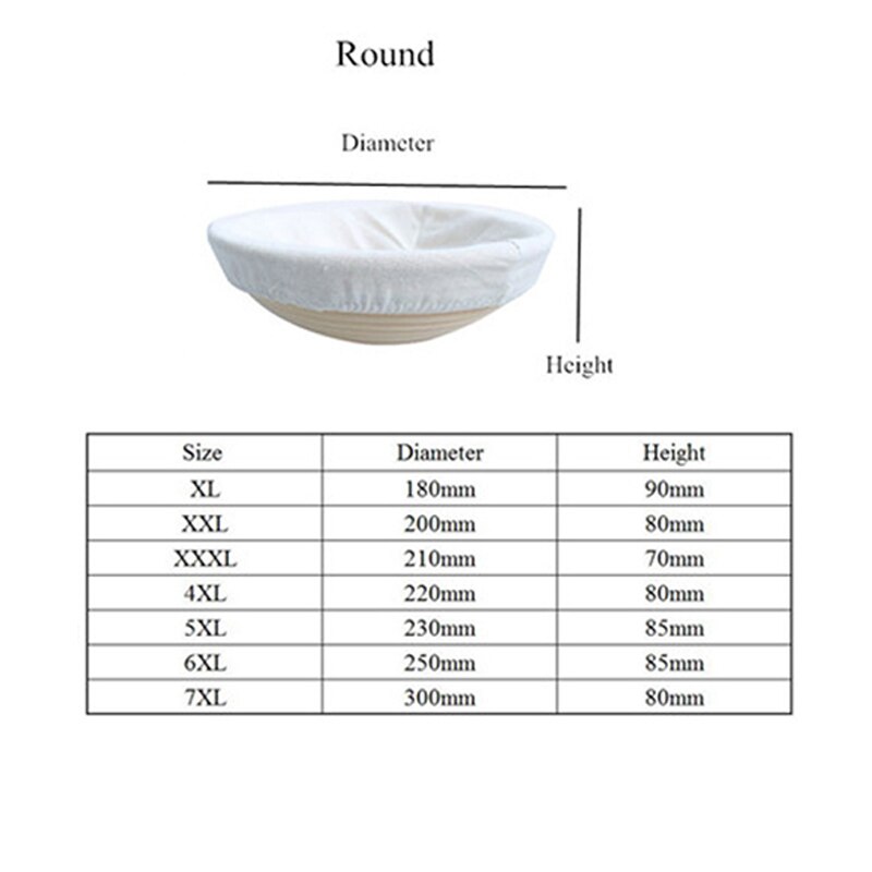 Meibum-cesta de pan Banneton de mimbre para fermentación, sartén de lino con forma redonda Brotform, herramientas para hornear