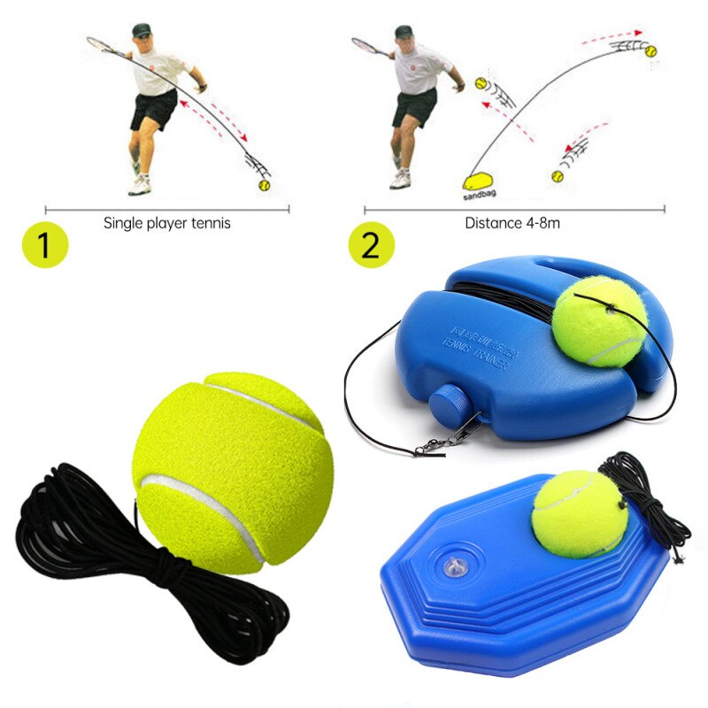 Outdoor Sport Ahari Tennis Trainer Solo - Mit 3 Bällen, Elastischer Schnur & Eisenbasis Solo Tennis Trainingsgerät