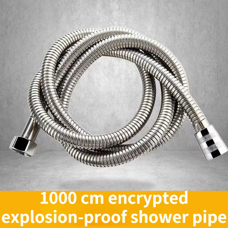 Stainless Steel Chrome Shower Hose Pipe Universal Standard Fitting Leakproof High Pressure Resistance Plumbing Bathroom: 1000cm encryption