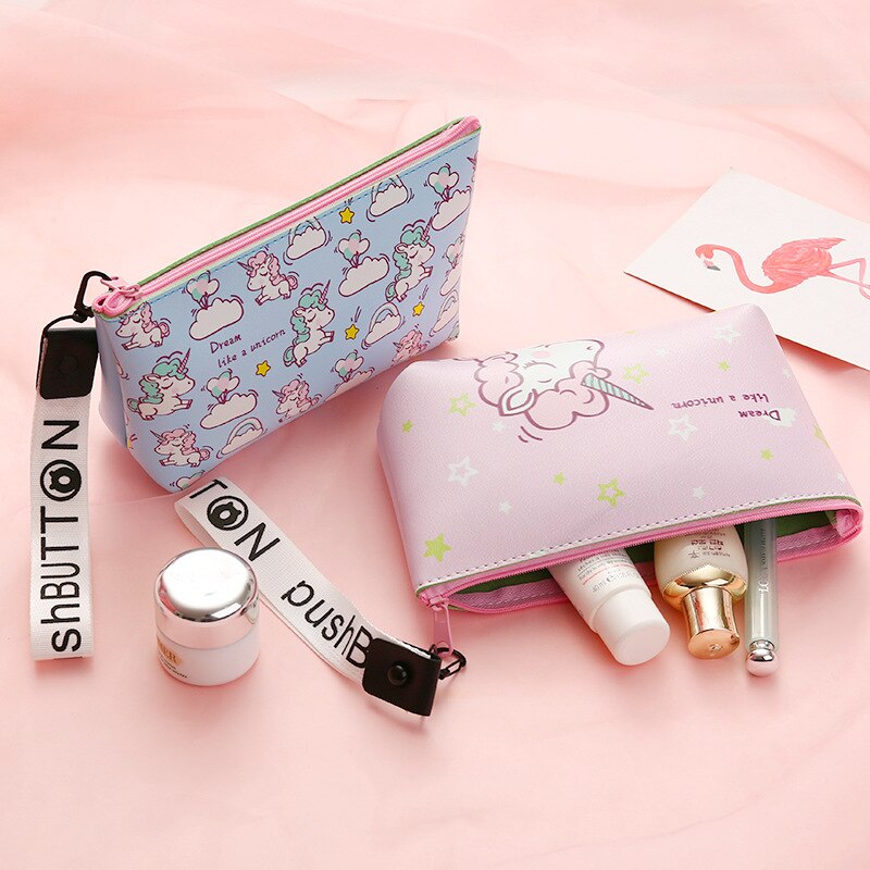 Bolsa de cosméticos de unicornio de Estuche De Viaje bolsa de maquillaje de lavado impermeable portátil estuche de lápices para niños estuche organizador de lápices para estudiantes