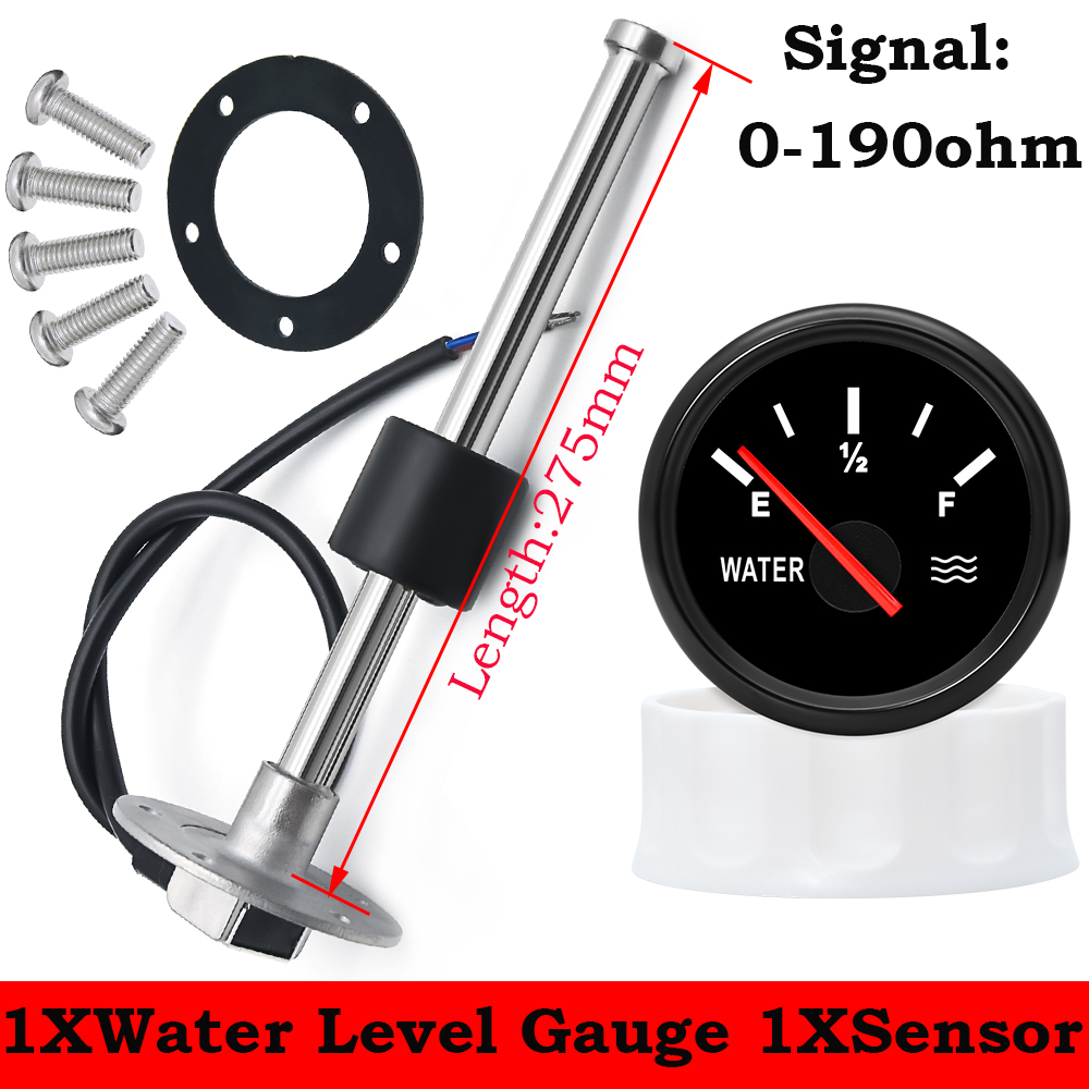 Red Backlight 52MM Water Level Gauge with Water Le... - Grandado Red Backlight 52MM Water Level Gauge with Water Le... - Grandado
