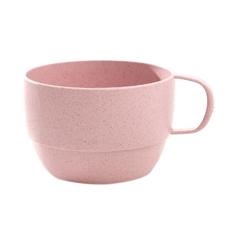 CH- Eco-Friendly Wheat Straw Milk Office Coffee Cup Plastic Breakfast Cup Teacup Mug Drinks Water Cups: Pink