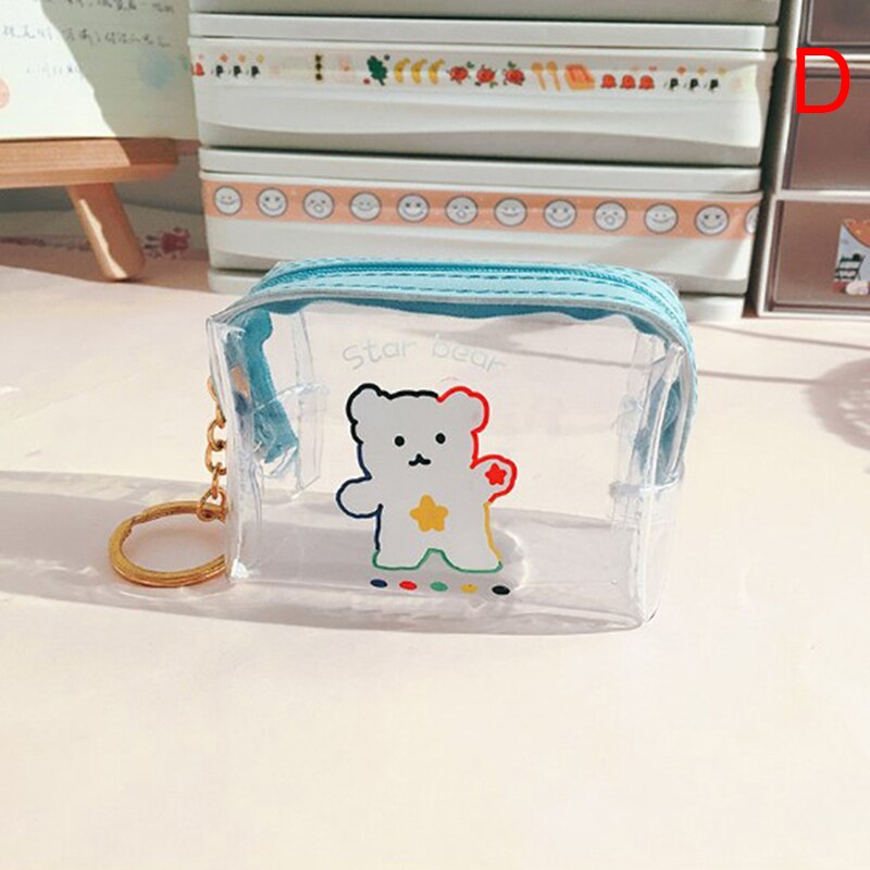 1 pièces Mini Transparent petit portefeuille porte-monnaie sac pochette sac à main femme clé sac à main cosmétiques pochette de rangement: D