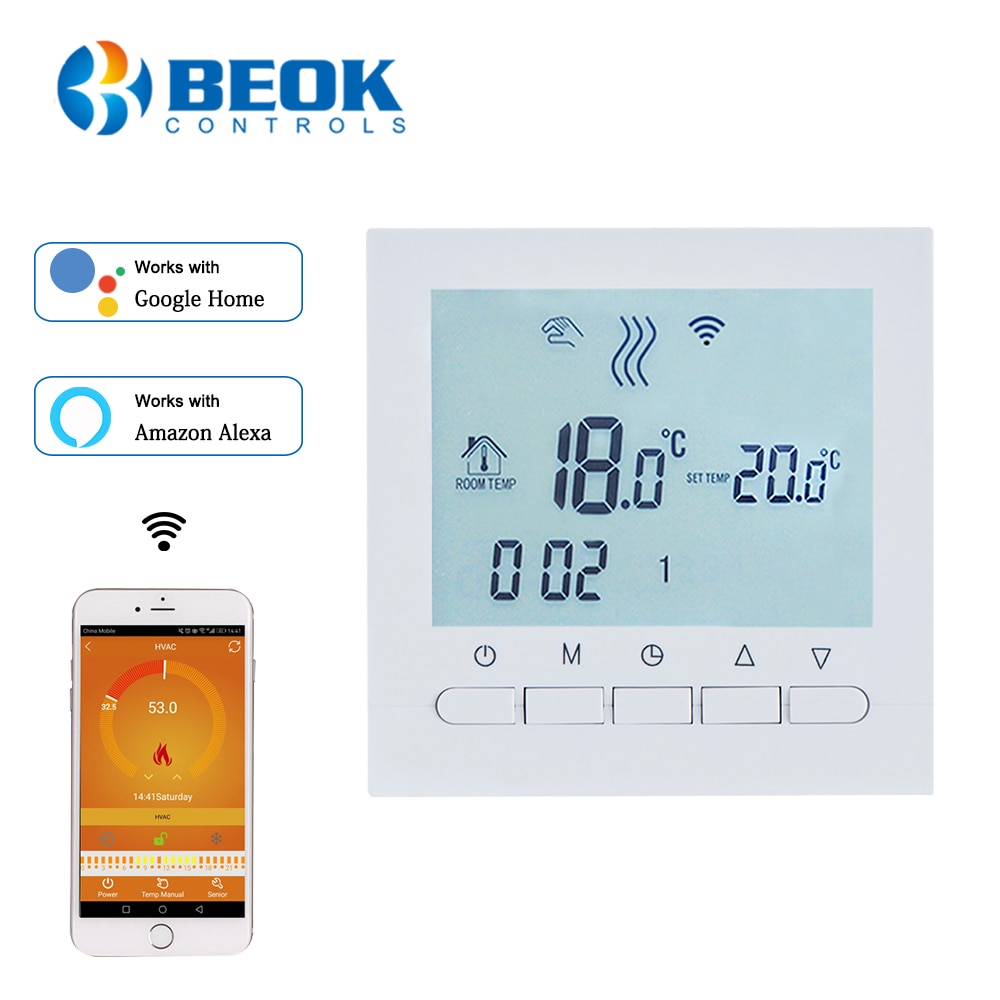 BEOK BOT-313WIFI Caldaia A Gas Termostato per il Riscaldamento Blue & White AC220V Wifi Regolatore di Temperatura per Caldaie Settimanale Programmabile
