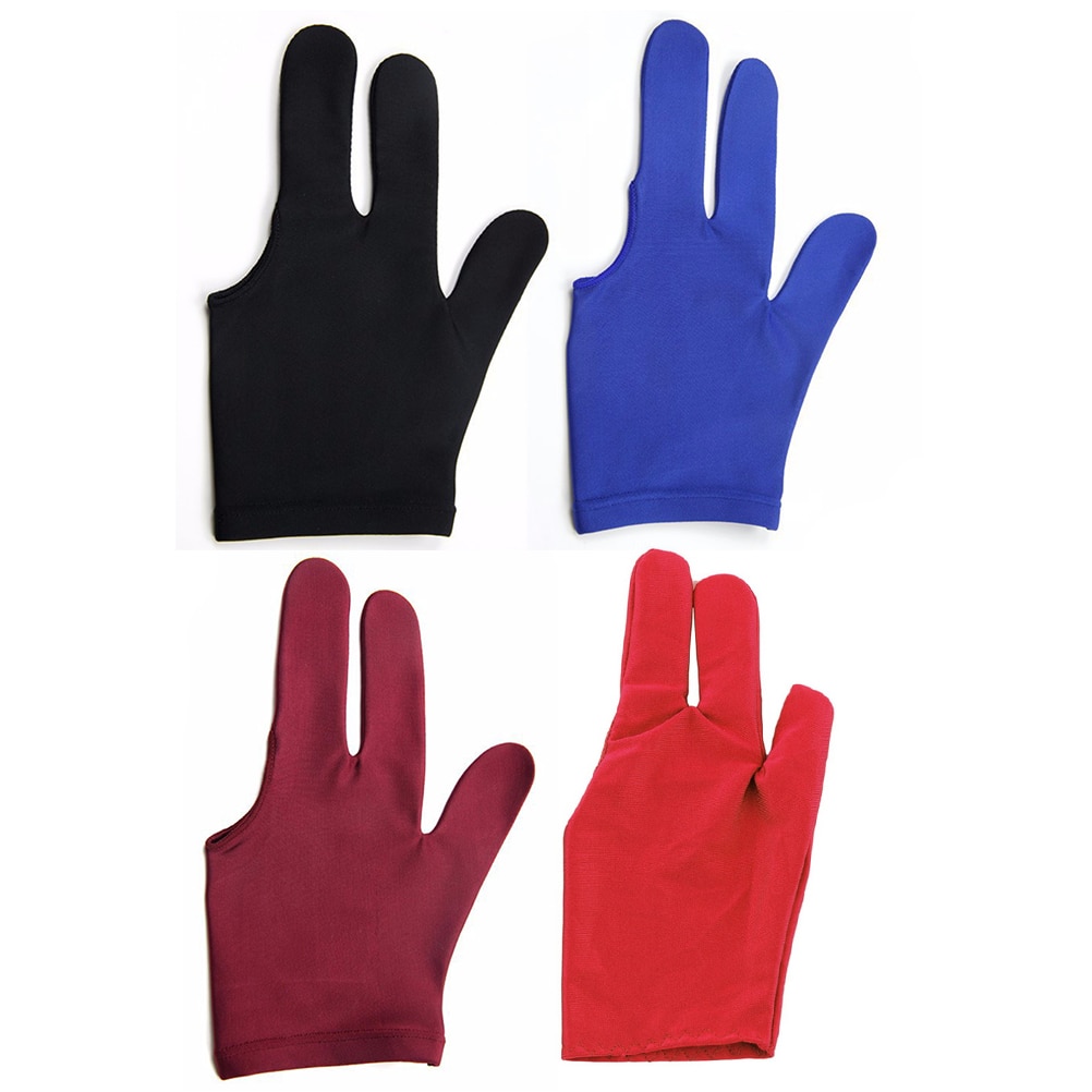 1Pcs Unisex Snooker Billiard Left Hand Three Finger Glove Billiards Accessories 4 Colors