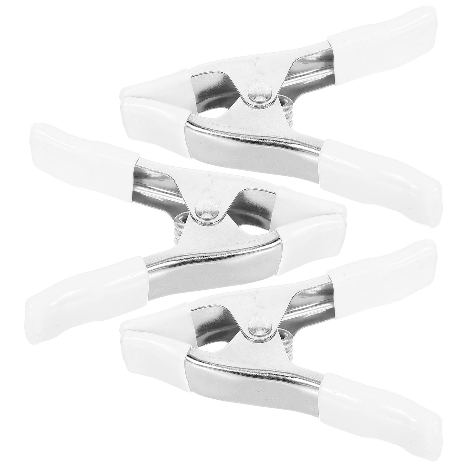 3pcs Spring Clip A shaped Clamps 4 Inch White Heavy Duty PVC Backdrop Stand Clips for Photography HomeDecoration