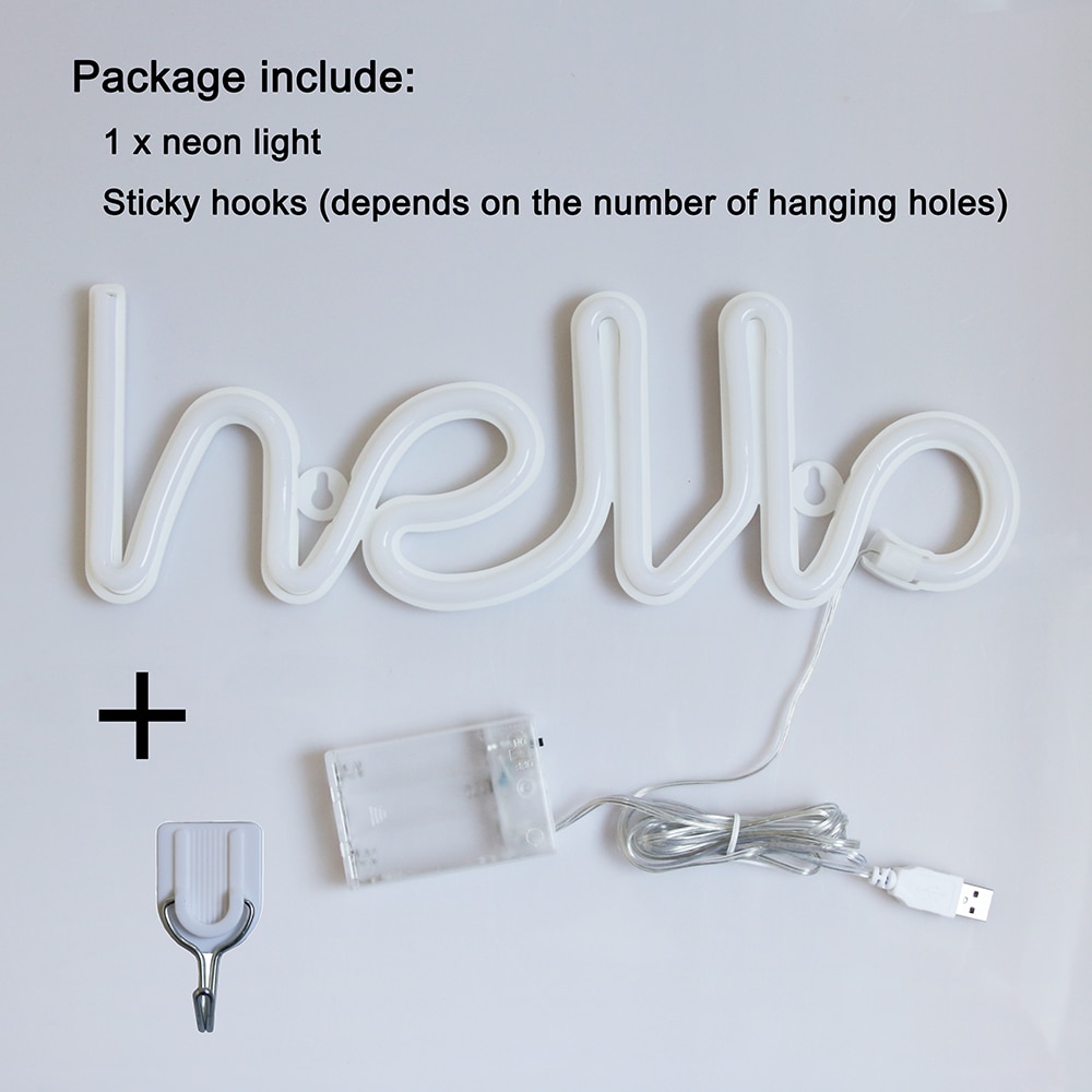 Nachtlampje Neon Alfabet Hello Neon Verlichting Voor Wedding Party Verjaardag Slaapkamer Muur Opknoping Decor Light Night