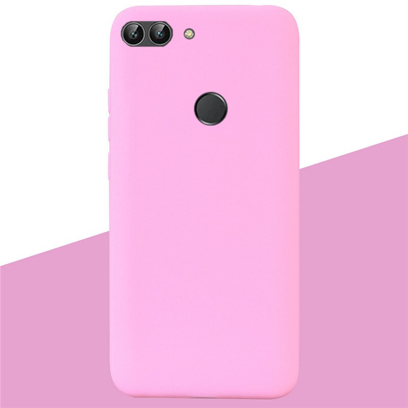 For Huawei P Smart Case TPU Soft Silicone Candy color Back Cover Phone Case For Huawei P Smart FIG-LX1 PSmart Case Fundas: 4 Dark Pink