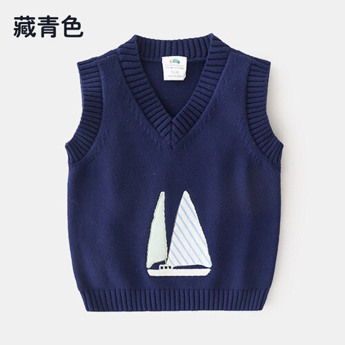 Brand Boys Sailing Vest Winter Children's Clothing Boys Knit Vest Top: 100cm