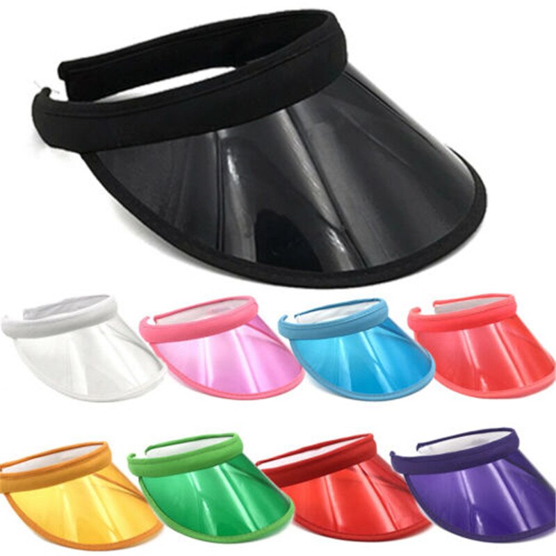 Mode Zomer PVC Zonneklep Hoed Unisex Hoofdband Cap Uv-bescherming Transparante Outdoor Wandelen Sport