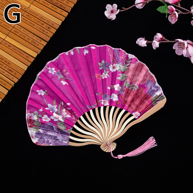 Chinese Classic Folding Fan Hand Held Fan Bamboo Paper Folding Fan Party Wedding Decor Vintage Portable Dance Folding Hand Fans: G
