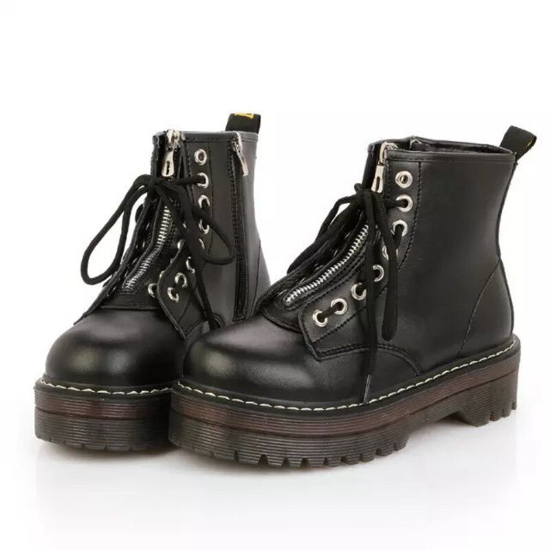 Moto bottes étudiant fille chaussures en cuir PU coeur boucle moine sangles mi talons chaussures fermeture éclair bottes d'équitation