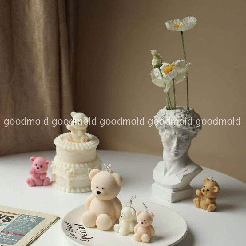 Molde de silicona con forma de Animal para decoración de velas, molde de yeso para aromaterapia con de oso de bebé, 3D coreano