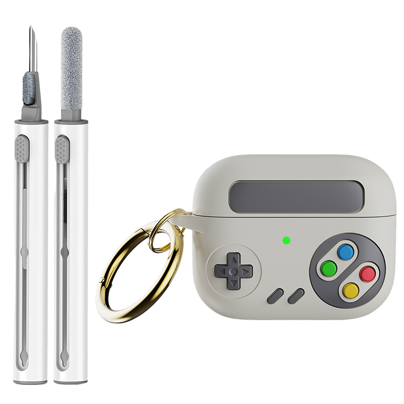 Para AirPods Pro 2 funda generación 1.a consola de juegos Retro estilo protector Air Pod segunda cubierta con llavero Compatible con AirPod 3 4: 2XS / Blanco