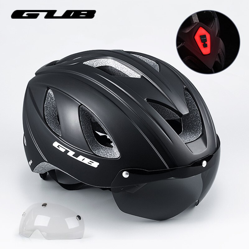 GUB-casco de bicicleta de carretera para hombre y mujer, con luz trasera integrada, gafas de seguridad, equipo de ciclismo