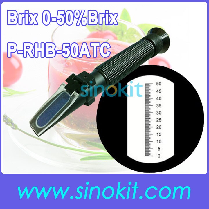 Draagbare 0-50% Brix Plastic Materiaal Zwart handvat Refractometer P-RHB-50ATC