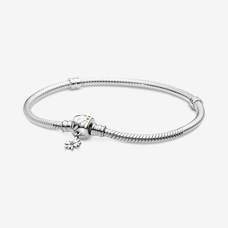 100% 925 Sterling Zilver Daisy Flower Sluiting Snake Chain Armband Sterling Zilveren Sieraden Vrouwen