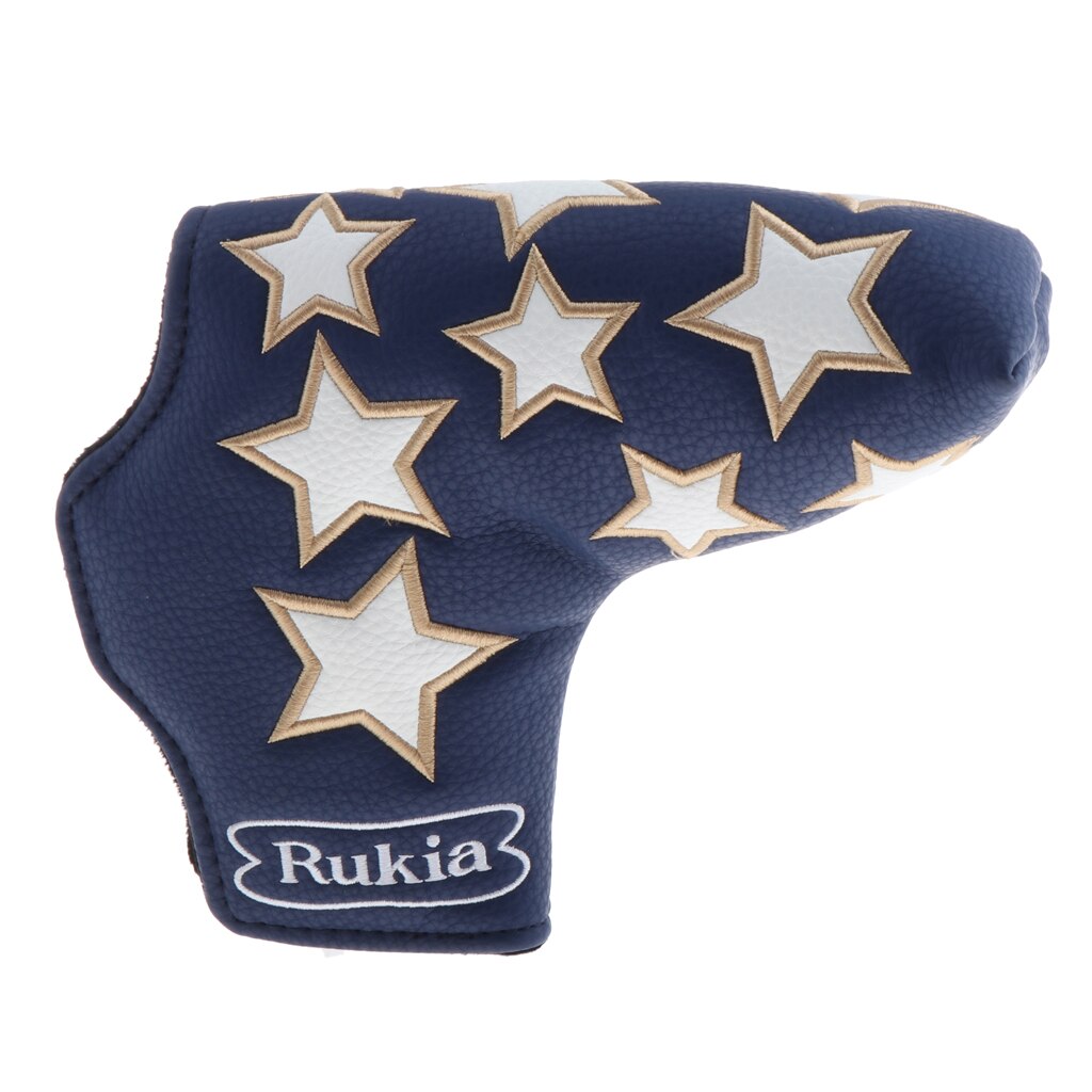 Putter Cover Golf Blade Putter Head Cover Headcover Laarzen Ster Borduurwerk Pu Leather Cover Golf Head Cover Waterdicht: Blue