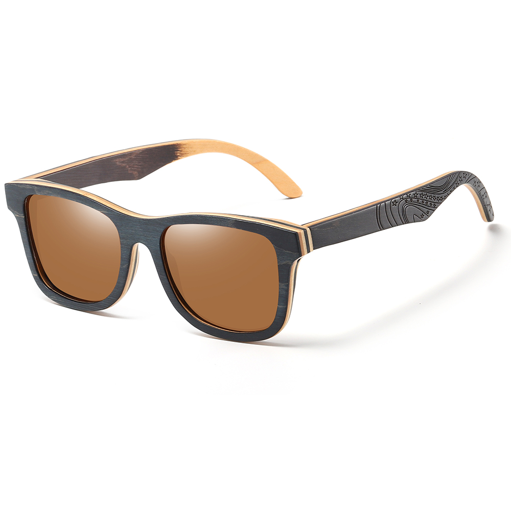 GM Sonnenbrille aus natürlichem Bambus und Holz, VIP-Handbuch, polarisierte Brille, Luxusmarke, , abbaubare Brille, Geschenkbox: Burgunderrot