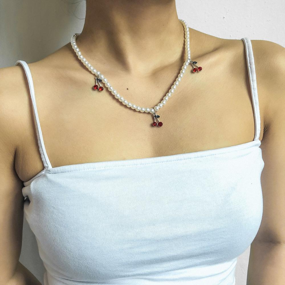 Collier pendentif cerise en cristal pour femmes, collier de Tennis pour femmes et filles, collier ras du cou cubain, bijoux hip hop, idée