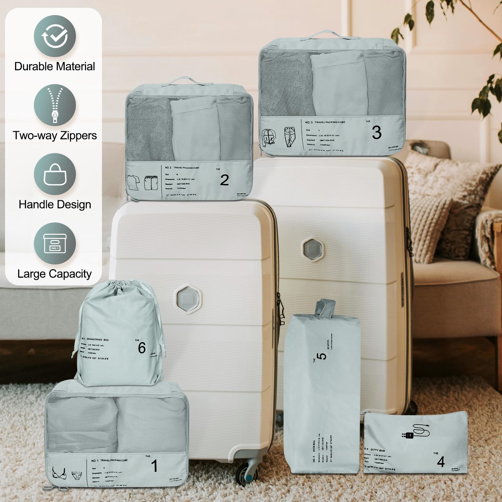 Cubos de embalaje para viaje, organizador de maletas portátil, bolsa de almacenamiento de ropa, accesorios de viaje, bolsas de equipaje para maletas de mano