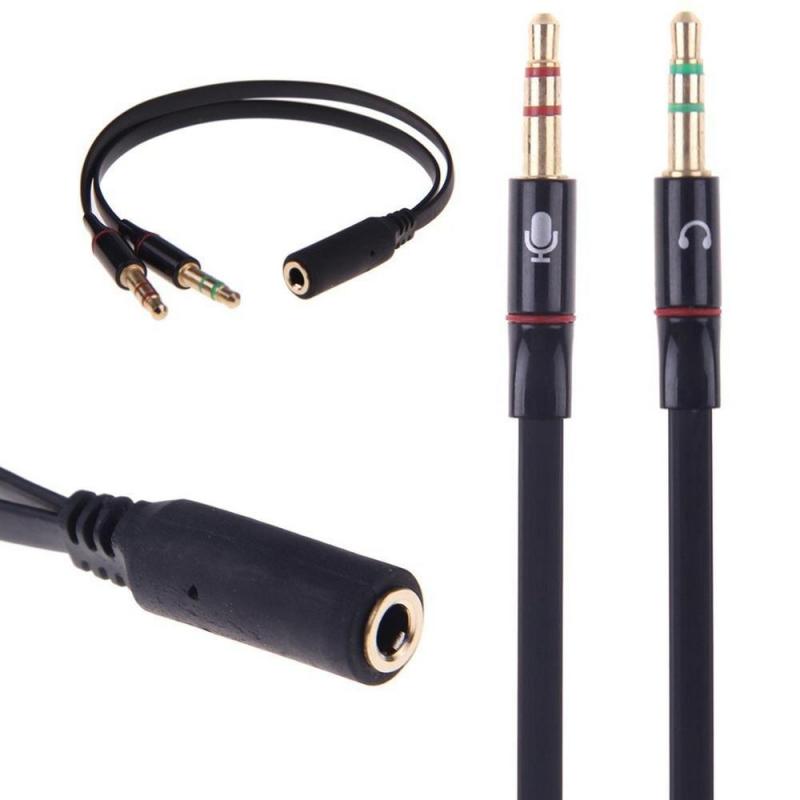 Splitter Hoofdtelefoon Jack 3.5 Mm Stereo Audio Y-Splitter 2 Female Naar 1 Male Kabel Adapter Microfoon plug Voor Oortelefoon: Black