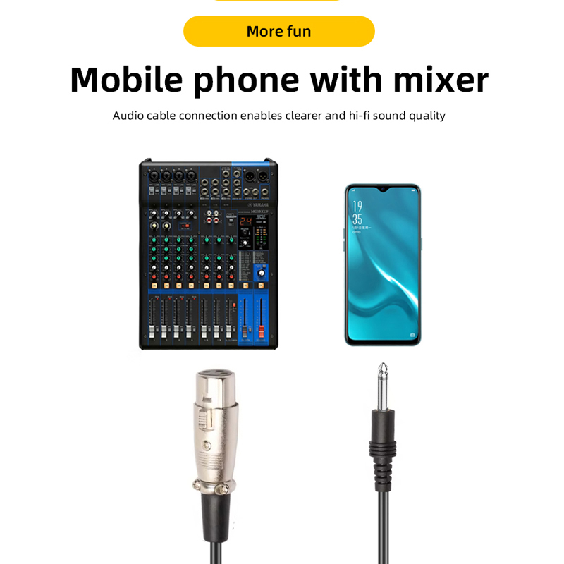 Cable de Audio XLR a 6,5mm, micrófono, Cable de Audio analógico equilibrado para Audio, PC, amplificador mezclador de teléfono, XLR hembra a AUX, conector de 6,35mm