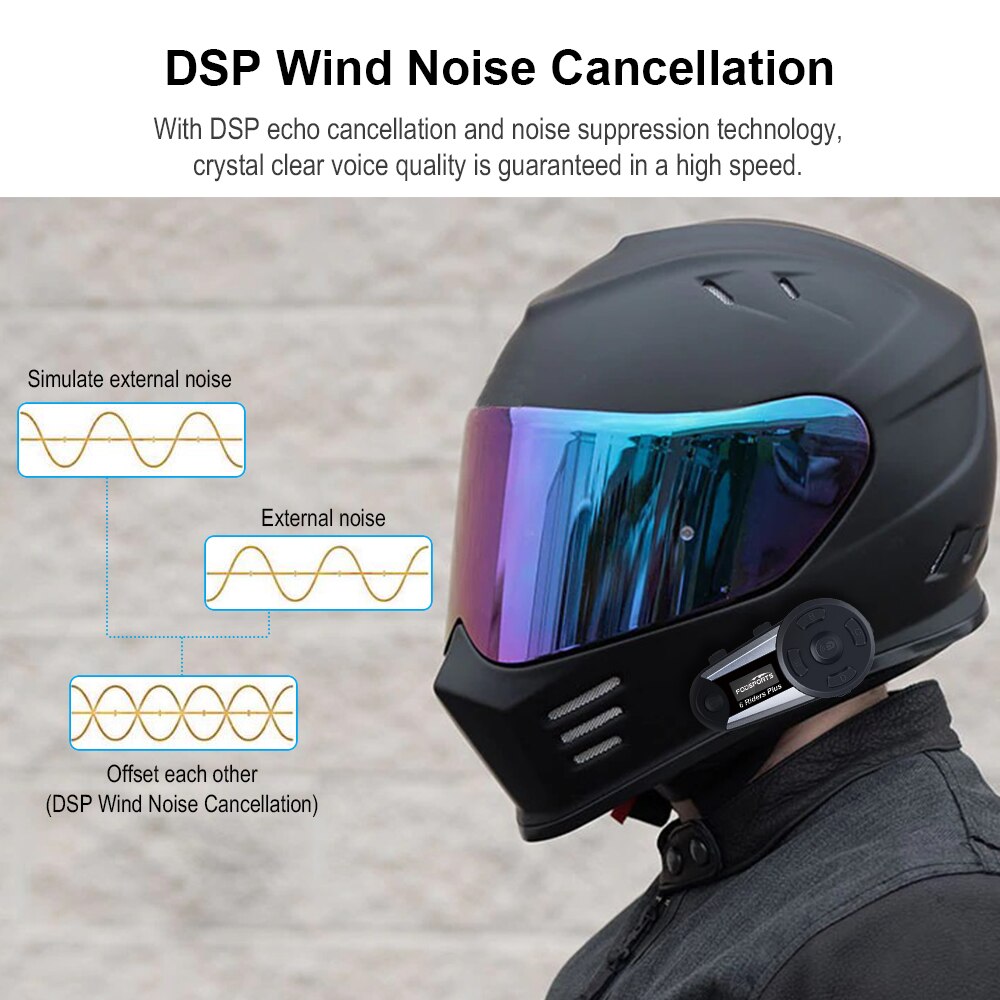 1 Pc Fodsports V6 Plus Moto Rcycle Helm Headset Intercom 6 Riders 1000M Draadloze Bluetooth Interphone Intercomunicador Moto Fm