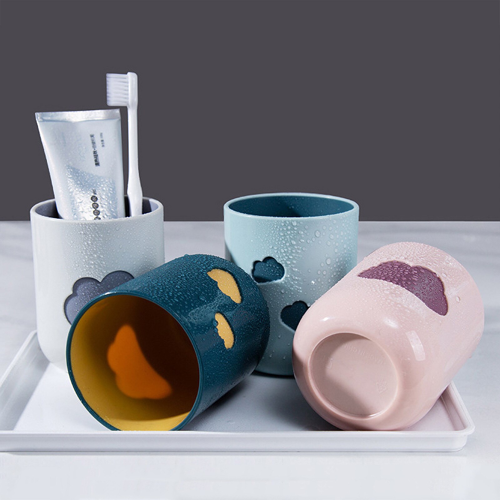 25# Cloud Gargle Cup Lovers Toothbrush Cup Tooth Glass Travel Water Cup Drinking Mugs Plastic Bathroom Cups Washing Mouth Cup