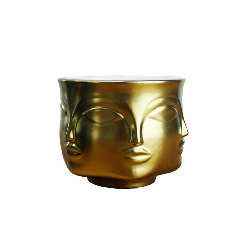 Nordic Potted Plants Flower Pot Man Face Flower Vase Home Decoration Accessories Ceramic Vase for Flower Succulents Pot Planters: gold