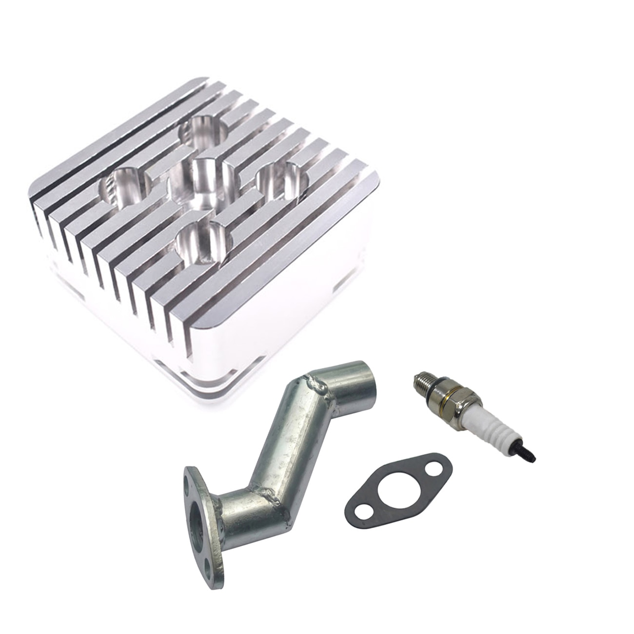CNC Square Cylinder Head & Spark Plug For 80cc Engine Motorized Bicycle