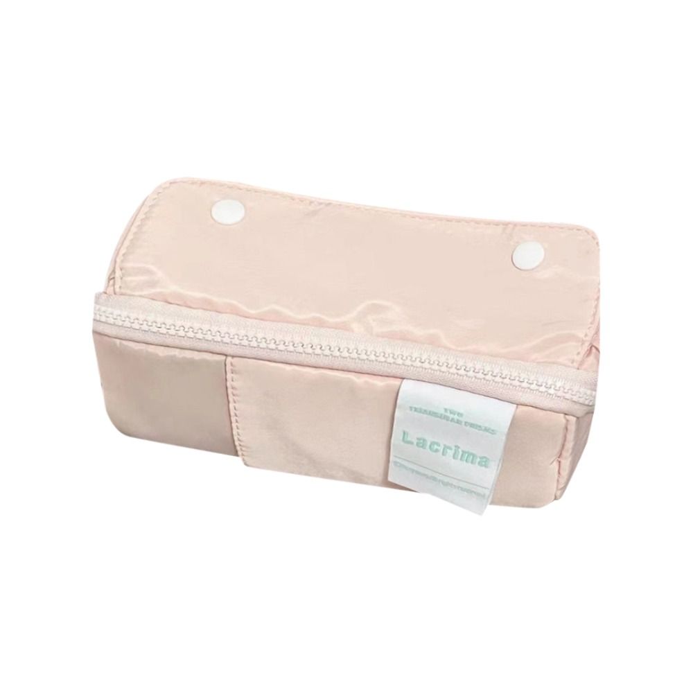 Canvas Prism Pencil Case Large Capacity Sweet Color Stationery Organizer Multi-layer Stationery Storage Pouch Student Supplies: Red