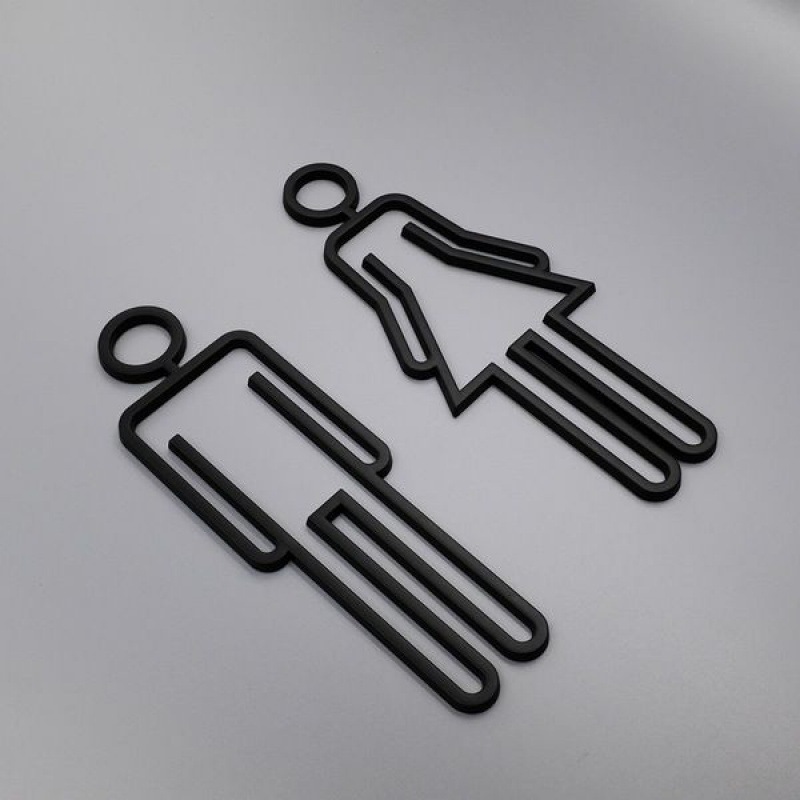 A Set of Three-Dimensional Hollow Out Bathroom Signs Bathroom Door Signs Bathroom Signage Room Living Room Decoration: WHITE