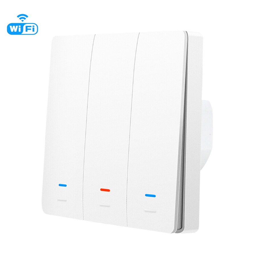 Tuya Wifi Smart Switch 86 Eu Lichtschakelaar Werken Met Alexa Google Home 1 2 3 Gang 2200W Muur schakelaar Voice Control Smart Leven App: White 3 Gang