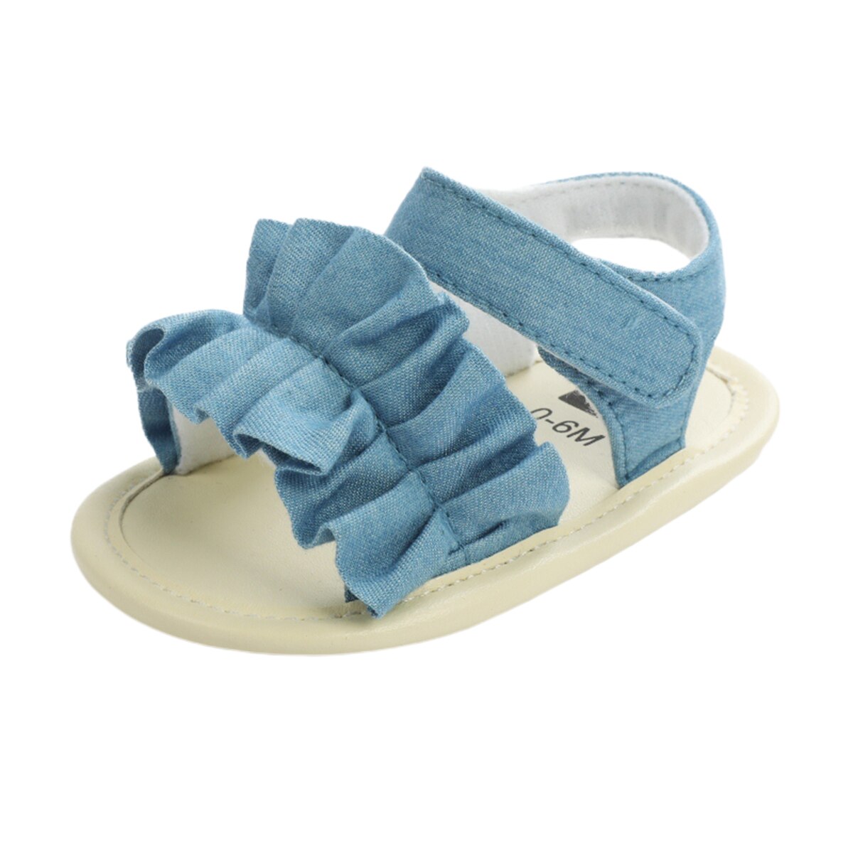 Sandalias de verano para bebé niño niña niño suela blanda de lona zapatos planos antideslizantes con volantes bonitas sandalias con Velcro para 0-18 meses