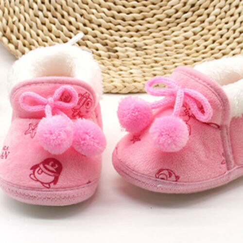 Pudcoco Cute Newborn Baby Kids Girl Print Tassel Shoes Winter Soft Sole Prewalker Crib Plush Boots