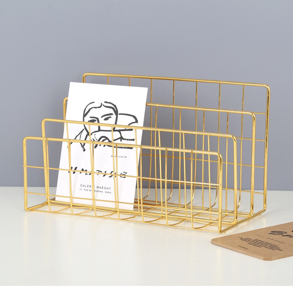 File shelf hard metal shelf simple desktop folder information shelf bookshelf storage box desktop office stationery