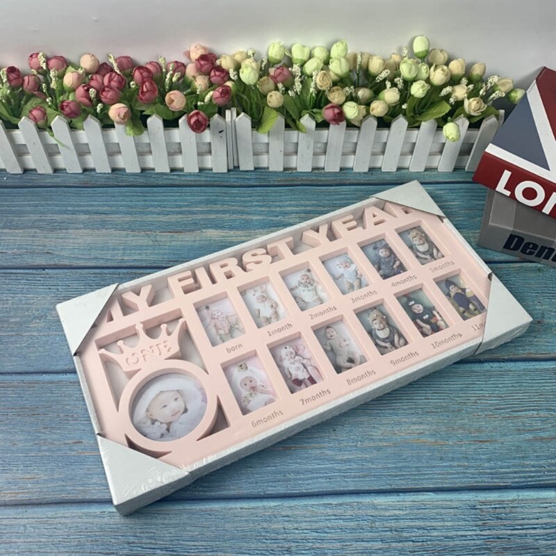 77HD My First Year Baby Keepsake Frame 0-12 Months Pictures Photo Frame Souvenirs Kids Growing Memory