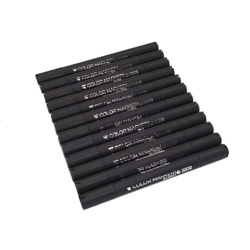 STA 6/12 Grau Farben Kunst Marker Graustufen Künstler Dual Kopf Marker einstellen für Pinsel Stift Malerei Marker Schule Schüler Lieferungen