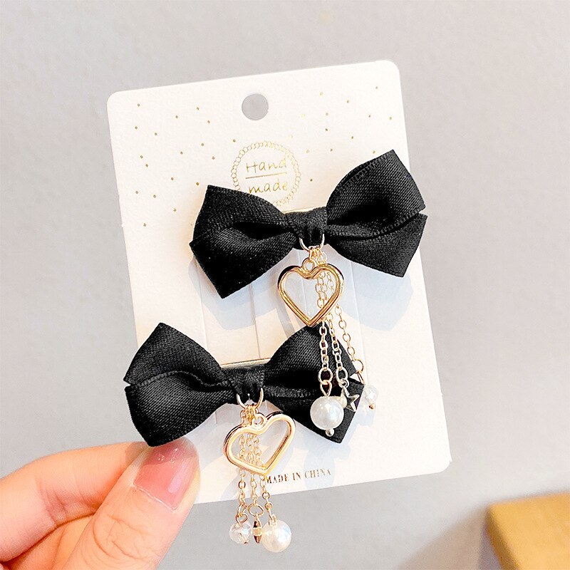 Coreano veludo arco hairpins crianças tecido borla pérola grampos de cabelo artesanal moda jóias headpiece acessórios para o cabelo das meninas: 14