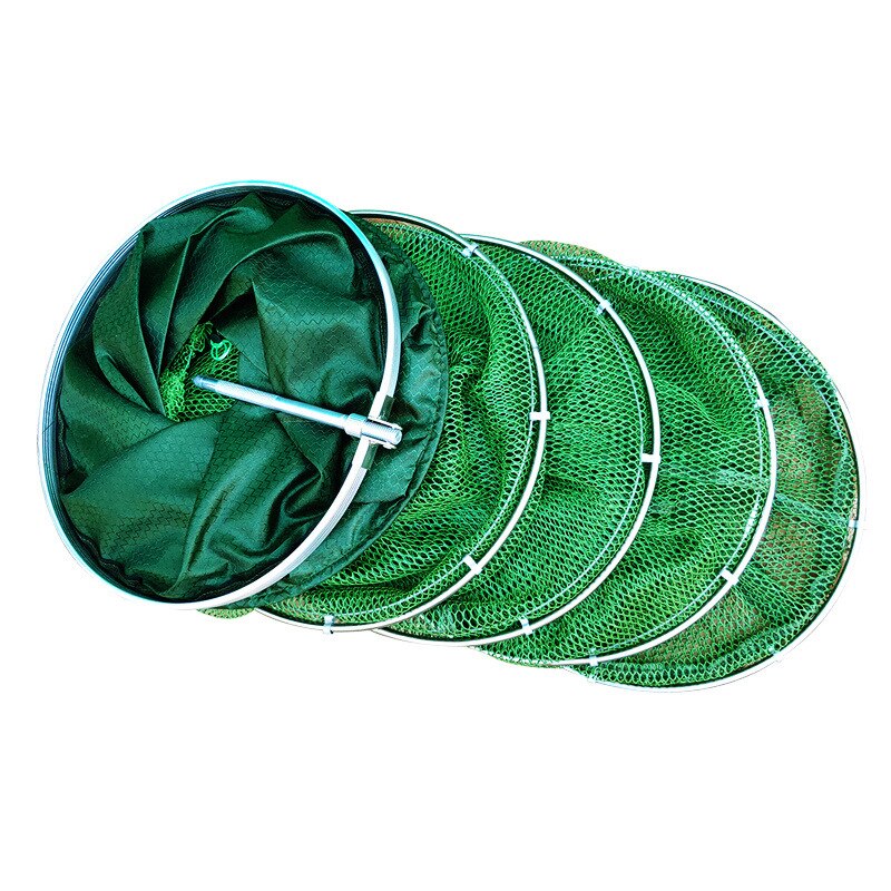 2M/2.5M/3M/4M Fish Net Folding Fishing Trap 25cm -45cm Dip Net Cage Storage Alive Basket Mesh Double Stainless Steel Rings B422