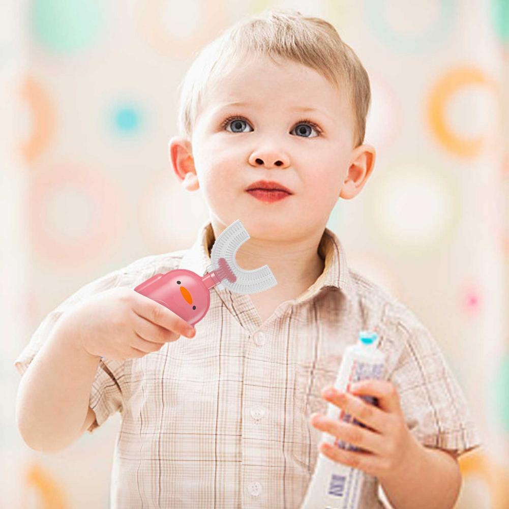 Spazzolino da denti per bambini a forma di U spazzolino da denti in Silicone morbido per bambini 360 denti orali pulizia spazzolino manuale a bocca intera blu e Pi