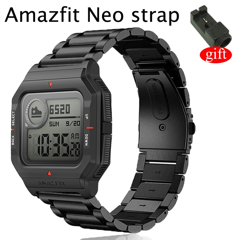 Armband i rostfritt stål för amazfit neo smart klockarmband för huami amazfit bip s/gts /gtr 42mm 47mm pace band bälte