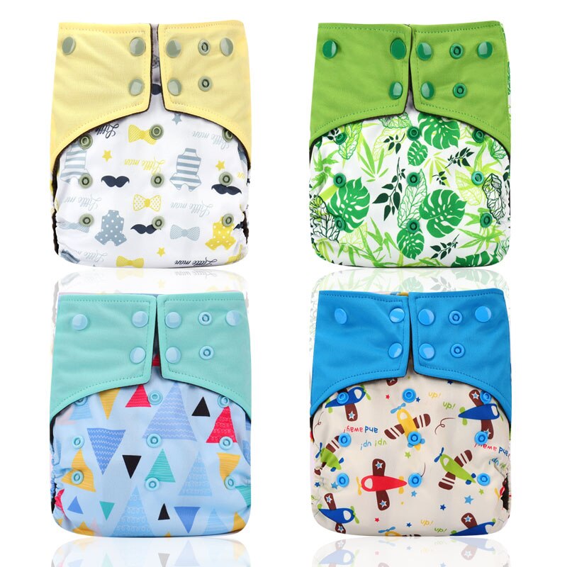 Pororo Baby Herbruikbare Doek Luier Bamboe Houtskool 4 Stuks, Wasbare Luier Luiers Met Kleur Tab Houtskool Inserts: set 3