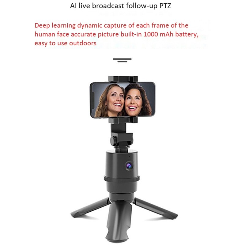 Portable All-In-One Smart Follow Gimbal, 360° Rotates Auto Face & Object Tracking Smartphone Pivo Pod Holder