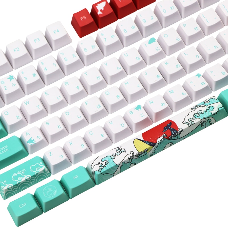 108 nøgle japan japansk rod font tastatur farvestof sublimation pbt oem coral sea keycap til ikbc cherry mx annie mekanisk tastatur