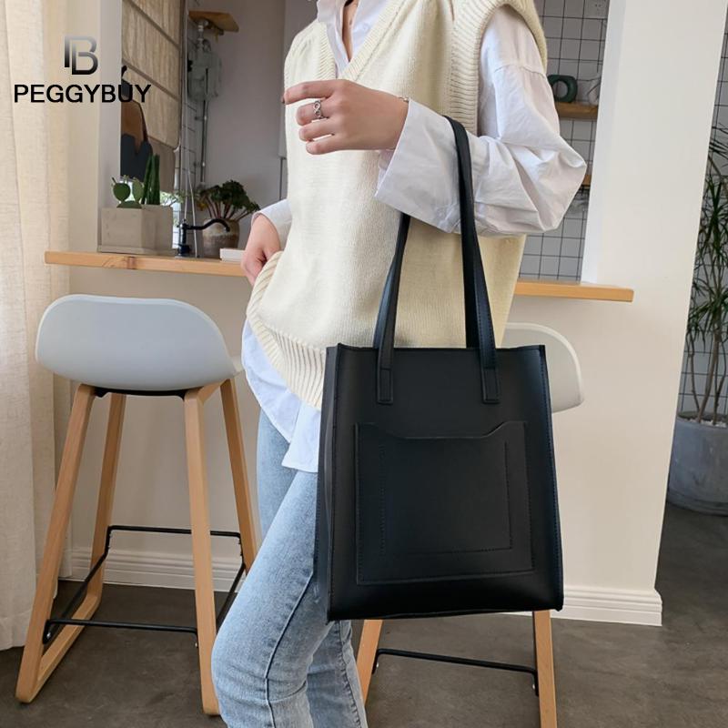 Frauen PU Leder lässig Handtaschen Solide Schulter Tasche Große Einkaufs Totes Kleine Handtasche Bote Schulranzen Tasche bolsa feminina