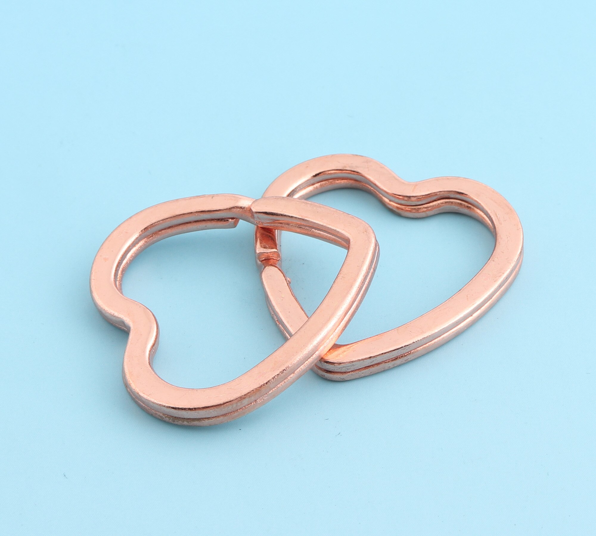 10 st  *32mm roséguld hjärtformade nyckelringar stora smycken ringar metall split ringar för nyckelring nyckelband