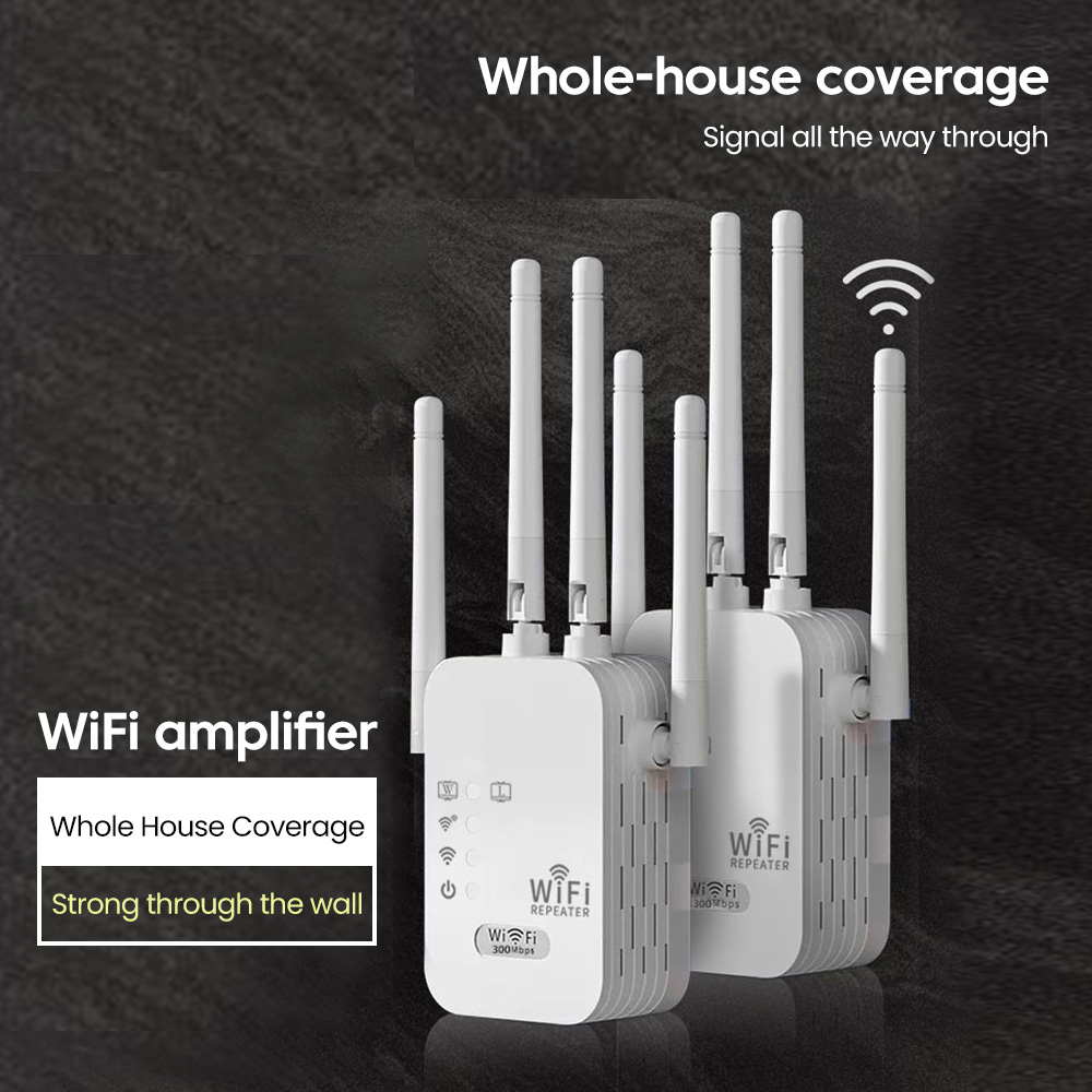 Elough interface de rede dupla wifi repetidor amplificador de sinal roteador 300mbps amplificador de sinal amplificador de comunicação celular